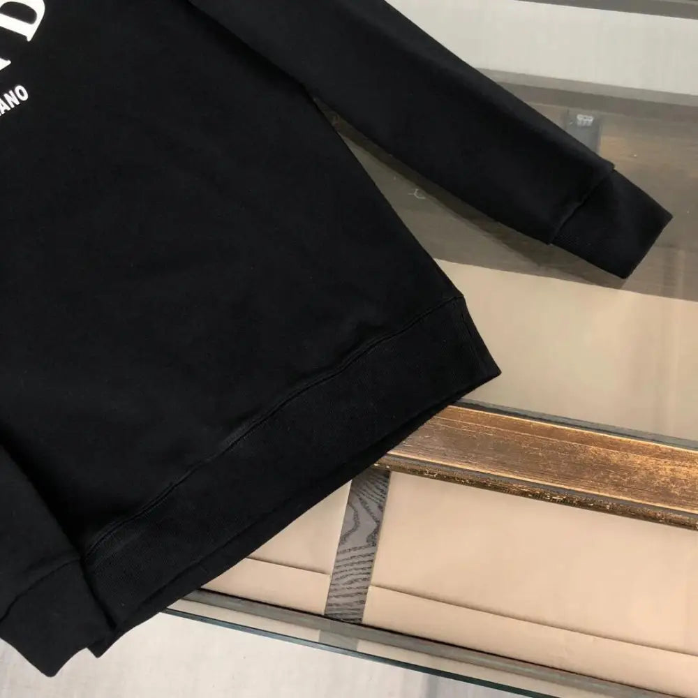 Prada printed short-sleeved black t-shirt with white lettering