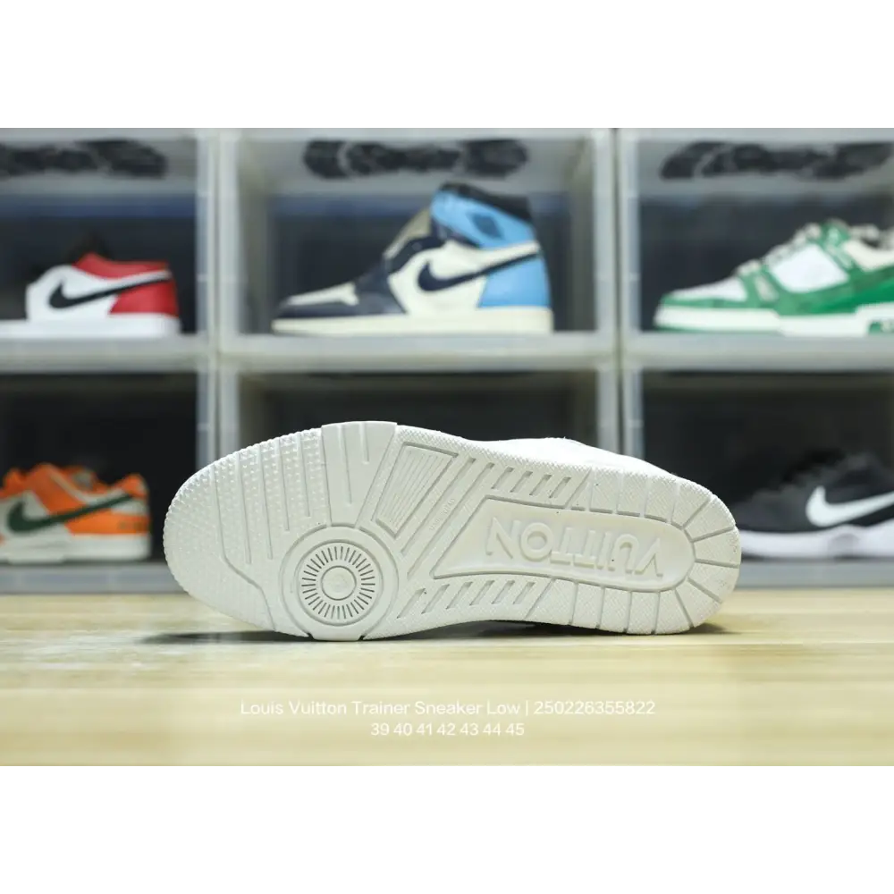 White Louis Vuitton trainer sneaker low casual with embossed rubber sole